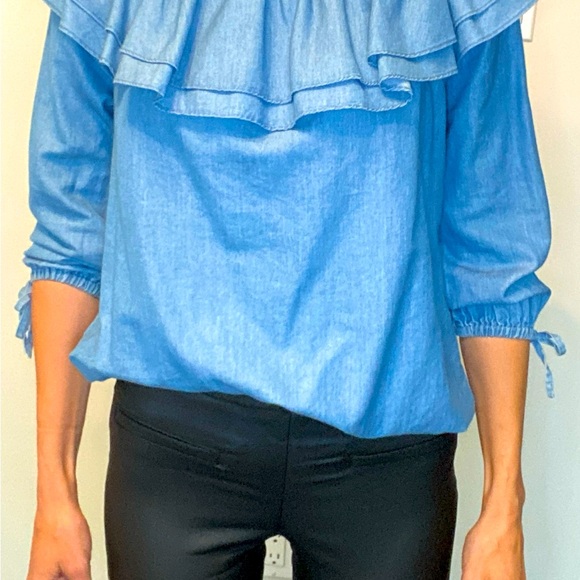 Michael Kors Demin off the shoulder Blouse - Sz S - Picture 4 of 10